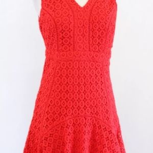 Anthropology San & Soni Women's Red Lace Dress Size 8 NWOT